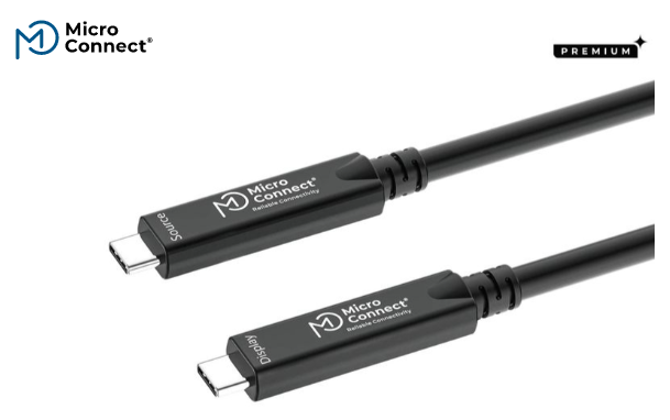 MicroConnect USB-C to USB-C cable 10m, Premium fiber, Bidirectional. 10Gbps, 8K, 60W