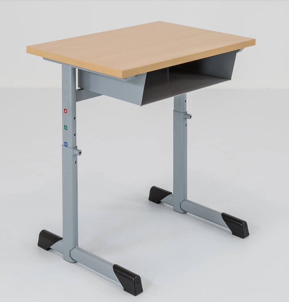 [3418-HV-MEL-Decor table top melamine-TBA-TBA-Option bag hooks-TBA] Klasbank 1-pers - blad in MEL - vast boekenvak - hoogteverstelbaar (Nog te bepalen, Nog te bepalen, Nog te bepalen, Nog te bepalen)