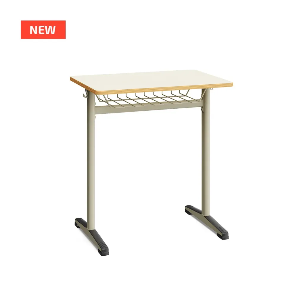 [620-V2-Height-TBA-Decor table top-TBA] Naxel - T-poottafel met opbergrooster en pennengleuf (nieuwe versie 2026) (Nog te bepalen, Nog te bepalen)