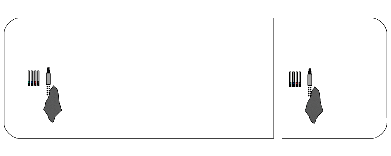 [16002.996S] Hybride projectiebord ( links curved & rechts rechte afwerking ) 2100 x 1180 mm