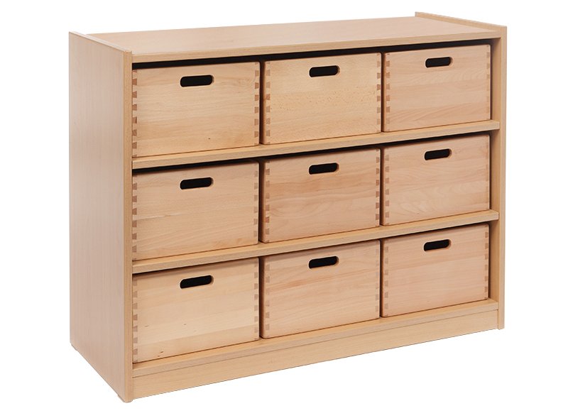 [1022592] Kast - Basic - Met 2 Planken En 9 Kisten - esdoorn - kist esdoorn