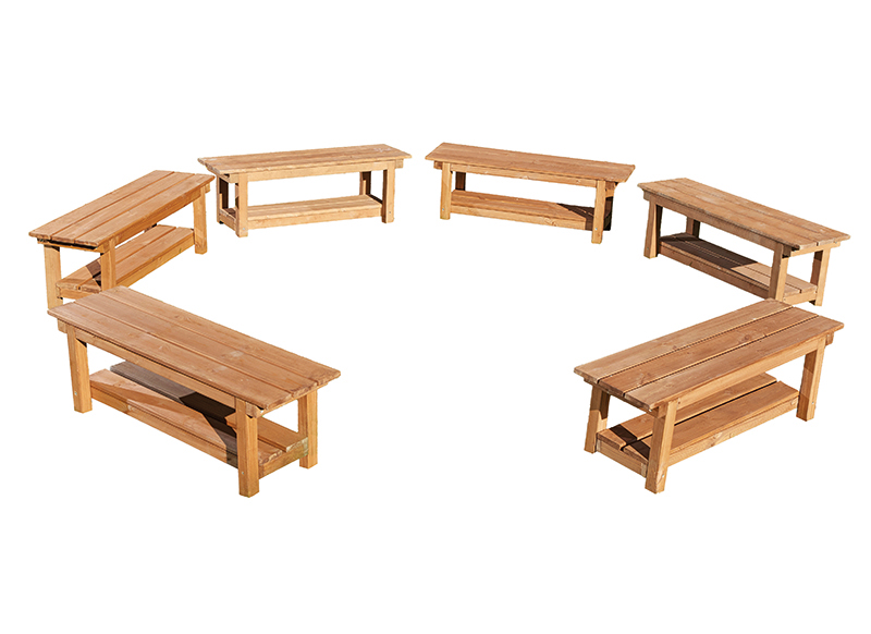 [1010687] Banken - 100 x 30 x 35 cm - hout - set van 6