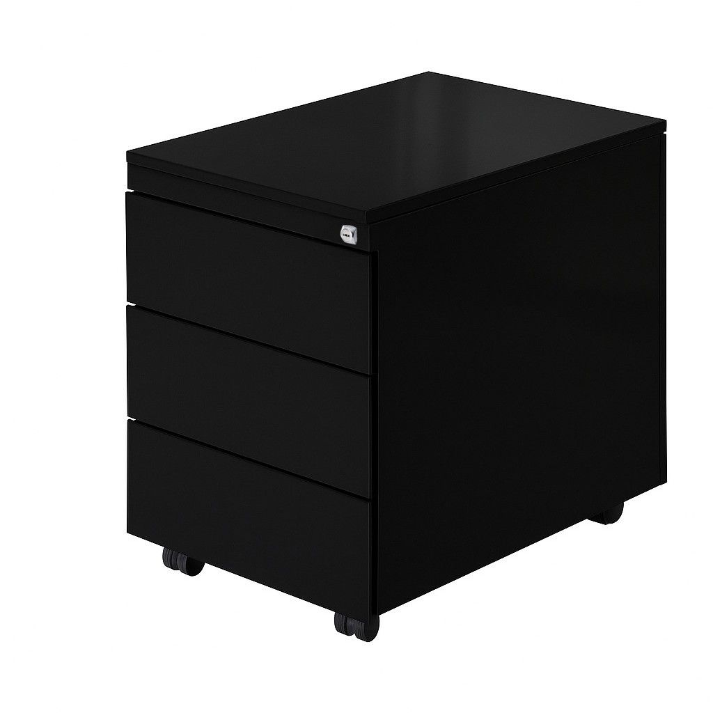 [BU6003-ZW Zwart RAL9005] metalen ladeblok 3 laden Zwart RAL9005