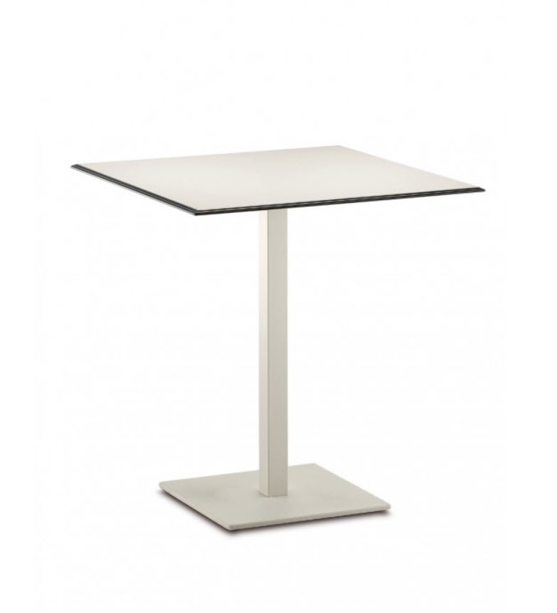 [OUTLET-BISTROTAFEL-VIERKANT-WIT-BLAD-ONDERSTEL-CHROOM] Bistrotafel vierkant - wit blad - H75
