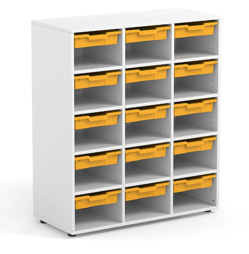 Annie - eigendomskast met 15 kunststoflades en 15 open vakken