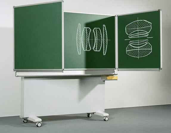 5-vlaks schrijfbord op schuifmechaniek - vrijstaand - op wielen - type 350