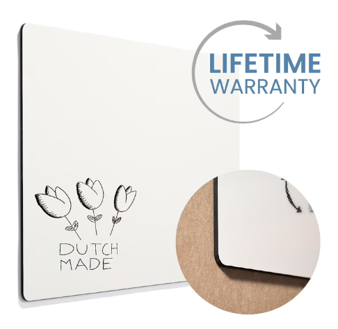 [OUTLET-CURVE WITBORD_118x198-16002.012] Curve whiteboard in geëmailleerd wit staal, afgeronde hoeken met zwarte rand - 118x198cm