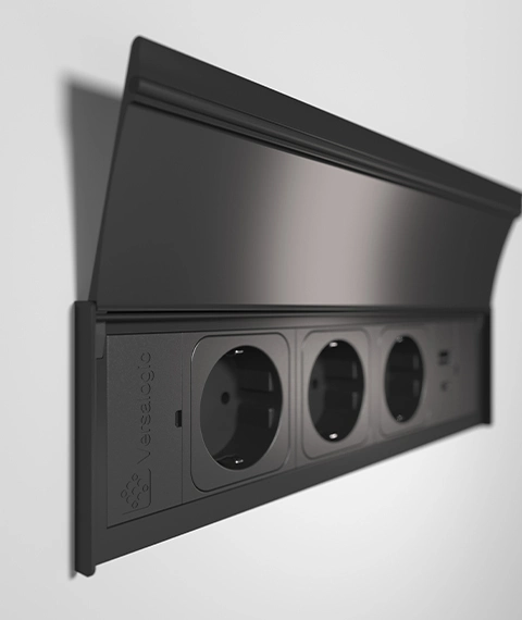 VersaLID - met 2 x stroom - penaarde ( Wit - zwart - alu )