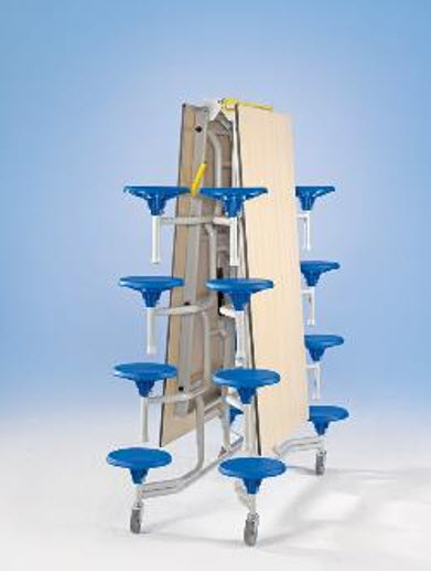 Spaceflex 2.0 - rechthoekige klaptafel - blad in volkern - 16 geïntegreerde stoelen - zithoogte 33 cm