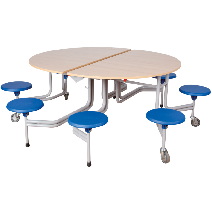 [TC-08R-74-M-ZD] Spaceflex 2.0 - ronde klaptafel - blad in melamine - 8 geïntegreerde stoelen - zithoogte 46 cm (Nog te bepalen, Nog te bepalen)