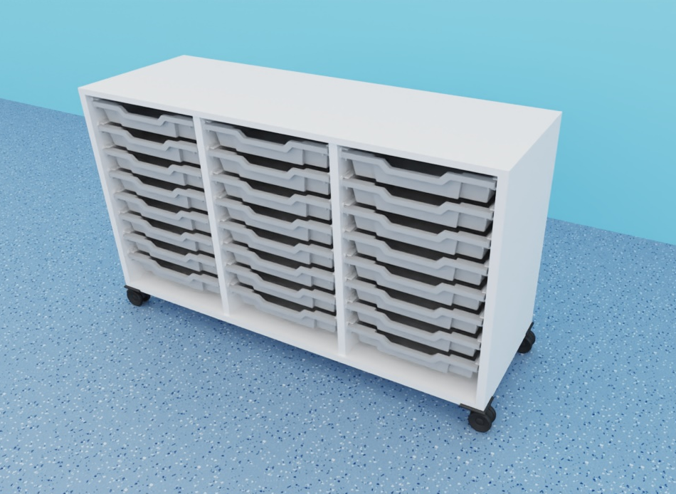 [DI-CABINET-A3-OPEN-EIGENDOMSKAST-MELAMINE] DI-Cabinet - open eigendomskast in melamine - voor kunststoflades A3 - met 2 middenwanden - passend bij Darwin tafel (Nog te bepalen)