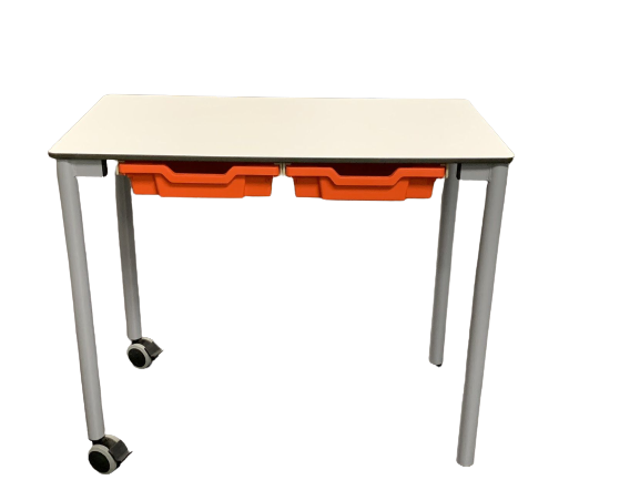 Leerlingentafel -ST-RIT - 90x50 cm - blad in volkern - onderstel alu - 2 lades a4