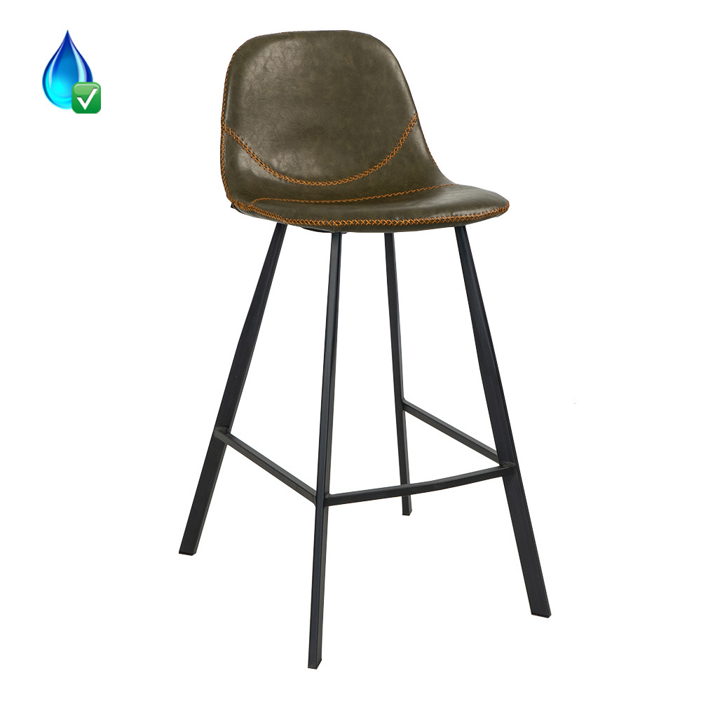 Logan - barkruk - in eco-leer strong olijfgroen