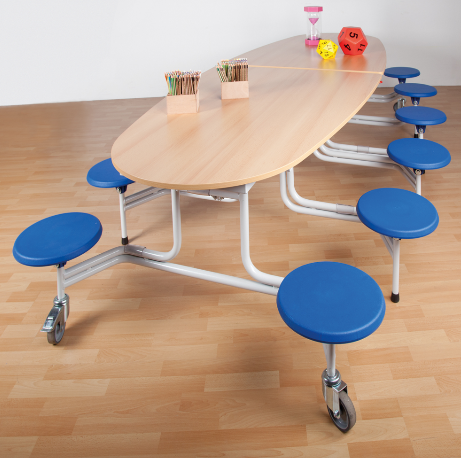 [TC-12E-74-V-ZD-ZD] Spaceflex 2.0 - ovalen klaptafel - blad in volkern - 12 geïntegreerde stoelen - zithoogte 46 cm (Nog te bepalen, Nog te bepalen)