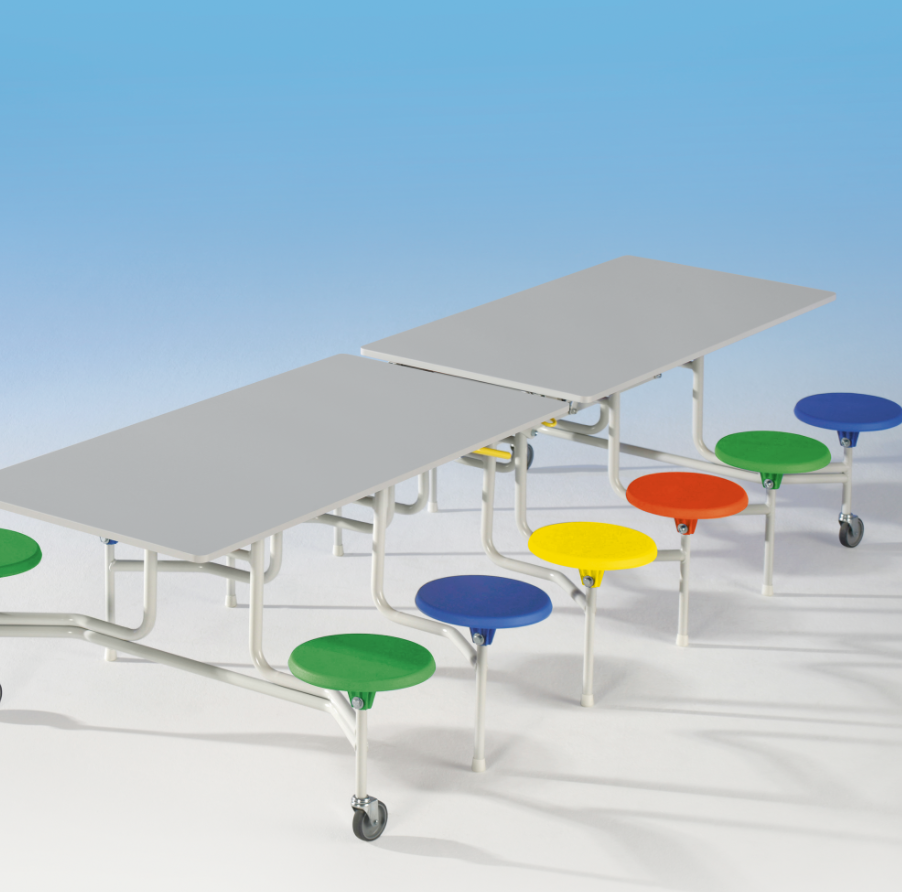 [TC-12-69-M-ZD-ZD] Spaceflex 2.0 - rechthoekige klaptafel - blad in melamine - 12 geïntegreerde stoelen - zithoogte 41 cm (Nog te bepalen, Nog te bepalen)