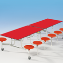 Spaceflex 2.0 - rechthoekige klaptafel - blad in volkern - 12 geïntegreerde stoelen - zithoogte 41 cm