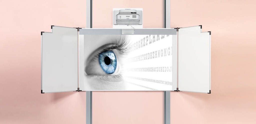 [18310.411] Projectiebord op kolommen - 5-vlaks - extra flat - voor touchprojector