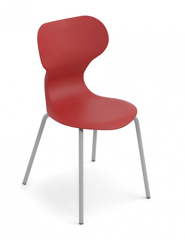 [OUTLET-PAKKET-6STUKS-MIA-4POOTS-ROOD] Mia 4-pootsstoel - H46 - pakket 6 stuks - rood