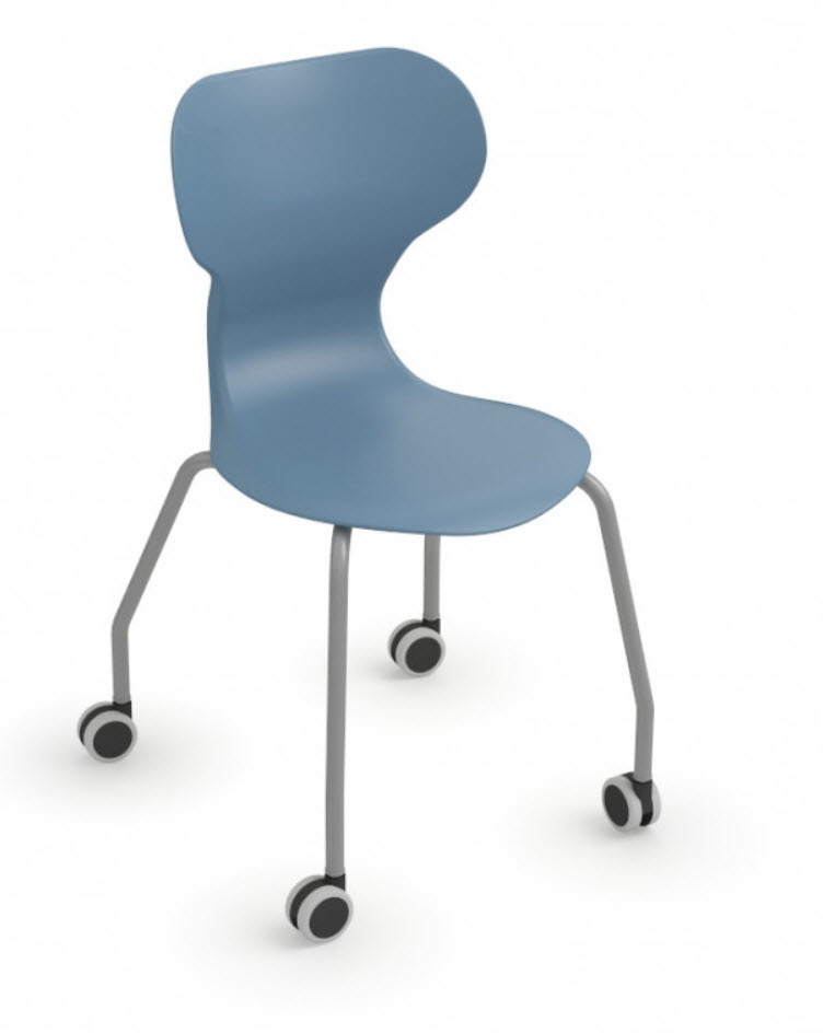 [OUTLET-PAKKET-6STUKS-MIA-4POOTS-WIELEN-BLAUW] Mia 4-pootsstoel op wieltjes - blauw - H46 - pakket 6 stuks
