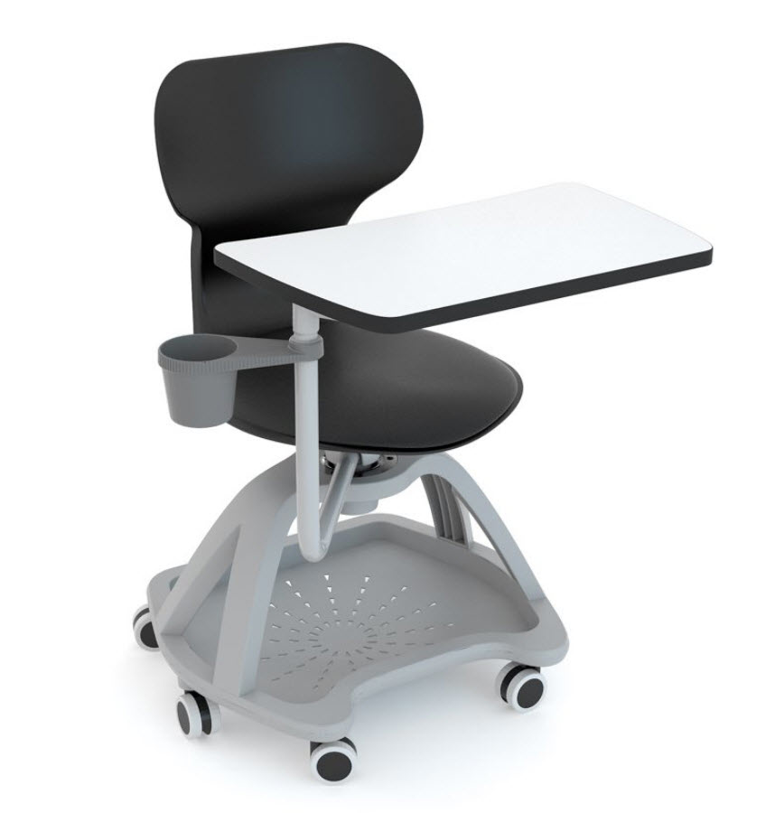 [OUTLET-PAKKET-2STUKS-MIA-STOEL-ZWART-MET-SCHRIJFTABLET] Mia stoel met schrijftablet - 2 stuks