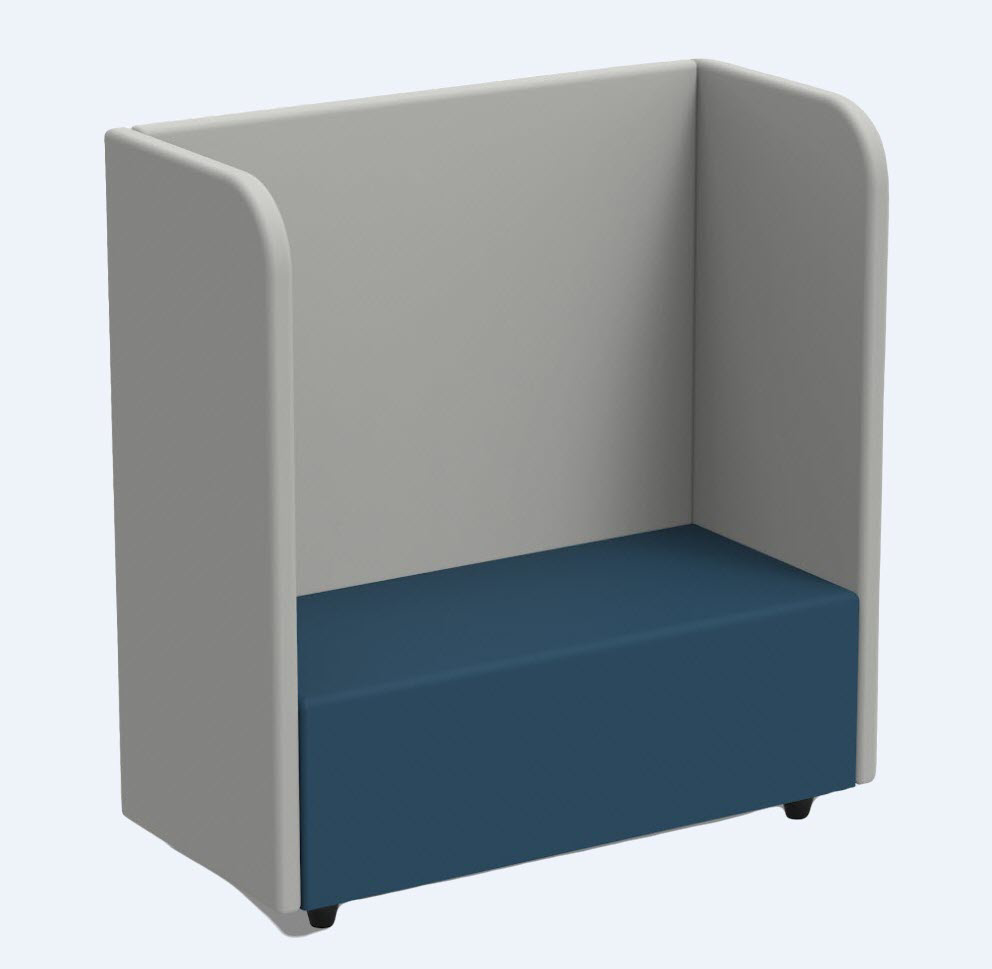 Poef soft seating in kunstleder met 3 akoestische panelen