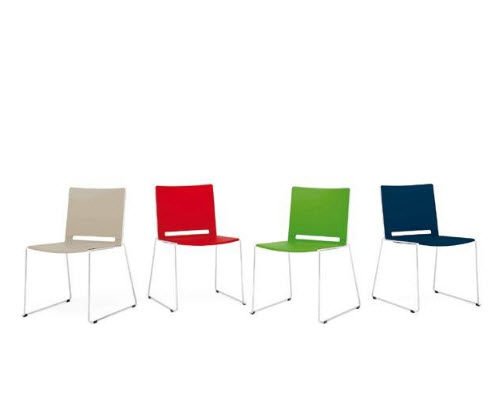 [OUTLET-PAKKET-4STUKS-PEP-WIT-4KLEUREN] Pep stoel - onderstel wit - H46 - pakket 4 stuks
