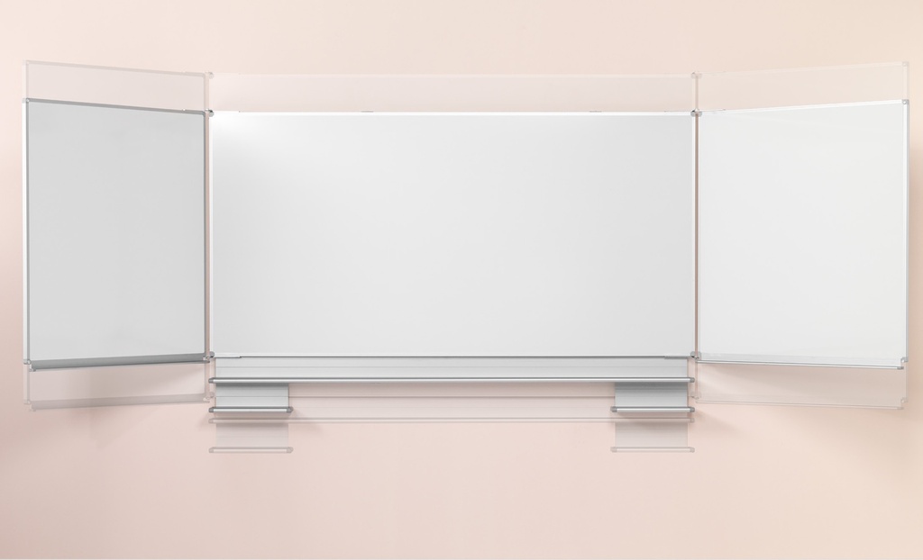 Meervlaks schoolbord schuifmechaniek, wit emaille