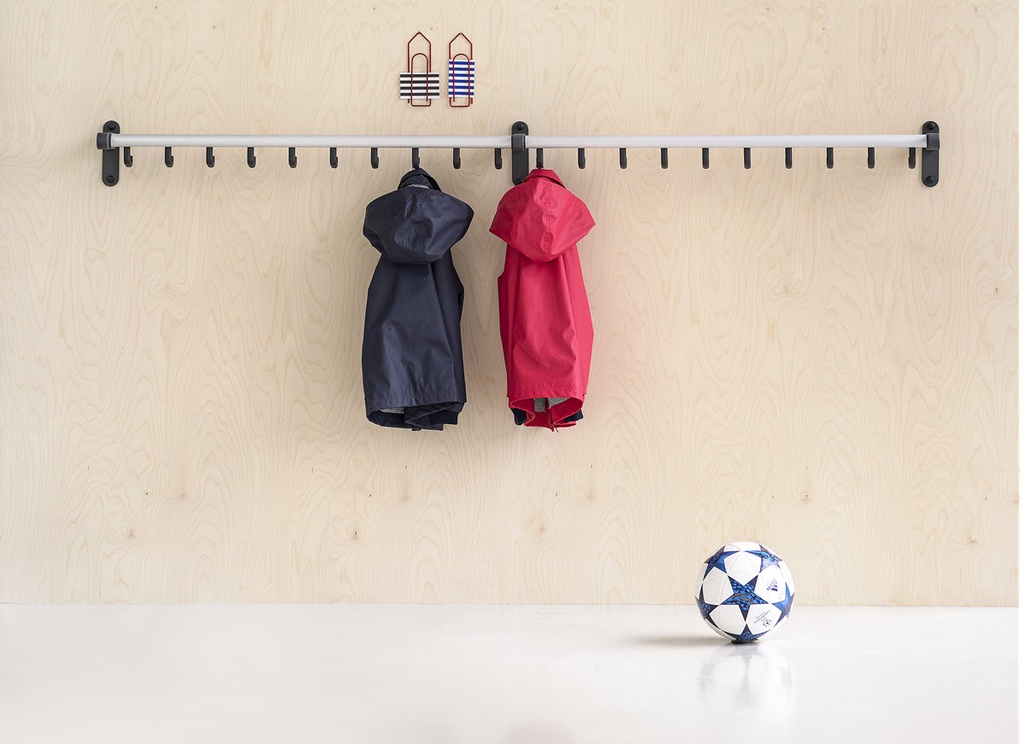 Wandgarderobe Tertio HA - haken naar binnen gericht