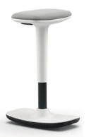 [OUTLET-TANGO-WIT-HAVANNA ZWART] Tango  - hoogteverstelbare zitkruk met gestoffeerde zit - Kleur kunststof: WIT - Kleur stof: ZWART (Havanna YS009)