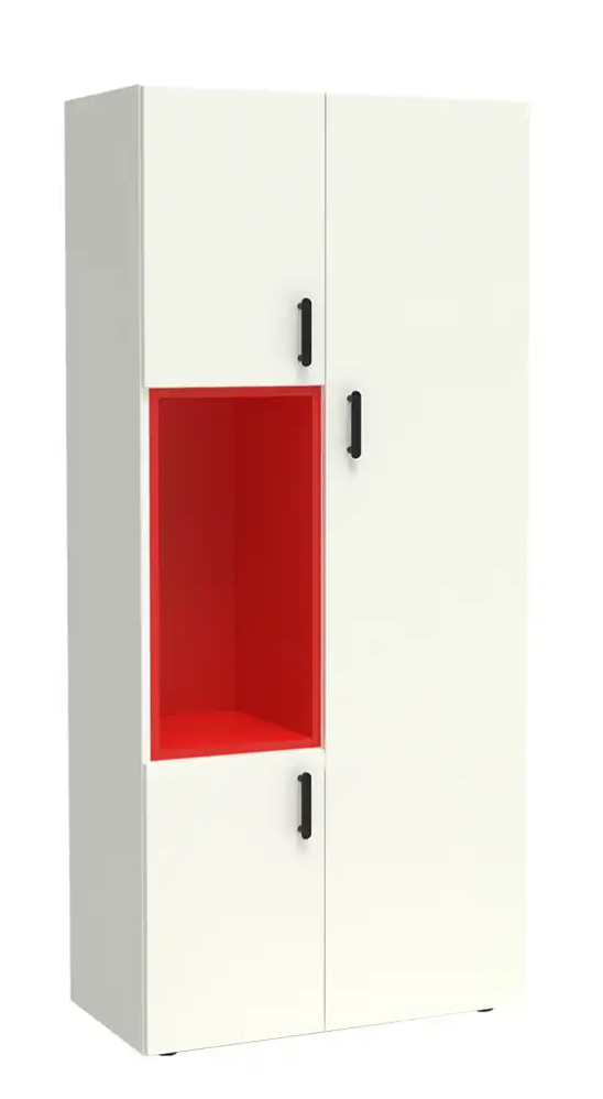 Houten kast met kleurrijke vakken links - 5 OH  