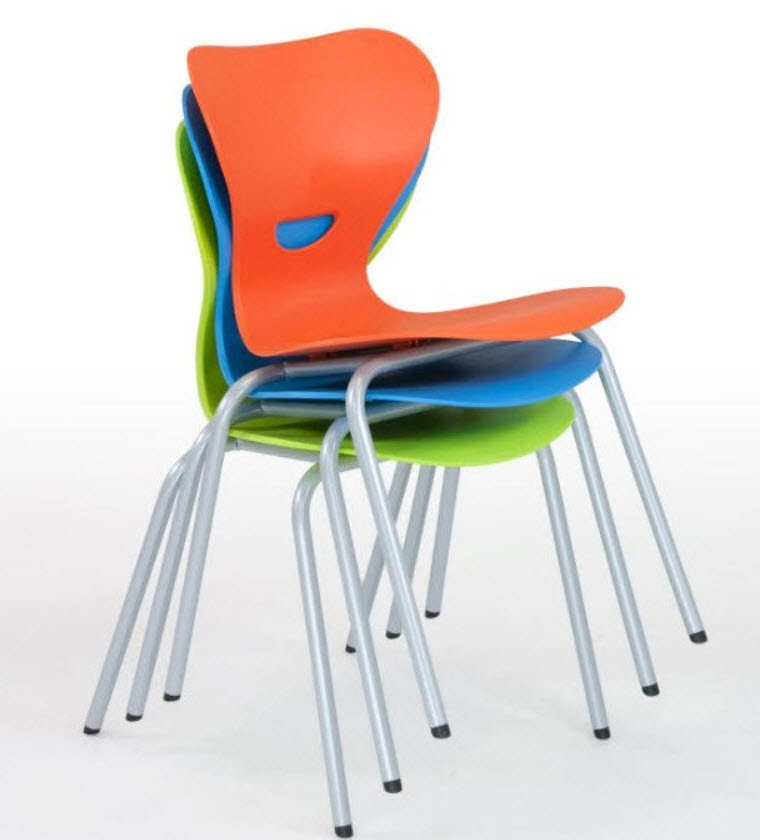 [OUTLET-PAKKET-6STUKS-SINUS-4POOTS-H34-ORANGE-LIME-OCEAN] Sinus 4-pootsstoel - H34 - pakket 6 stuks