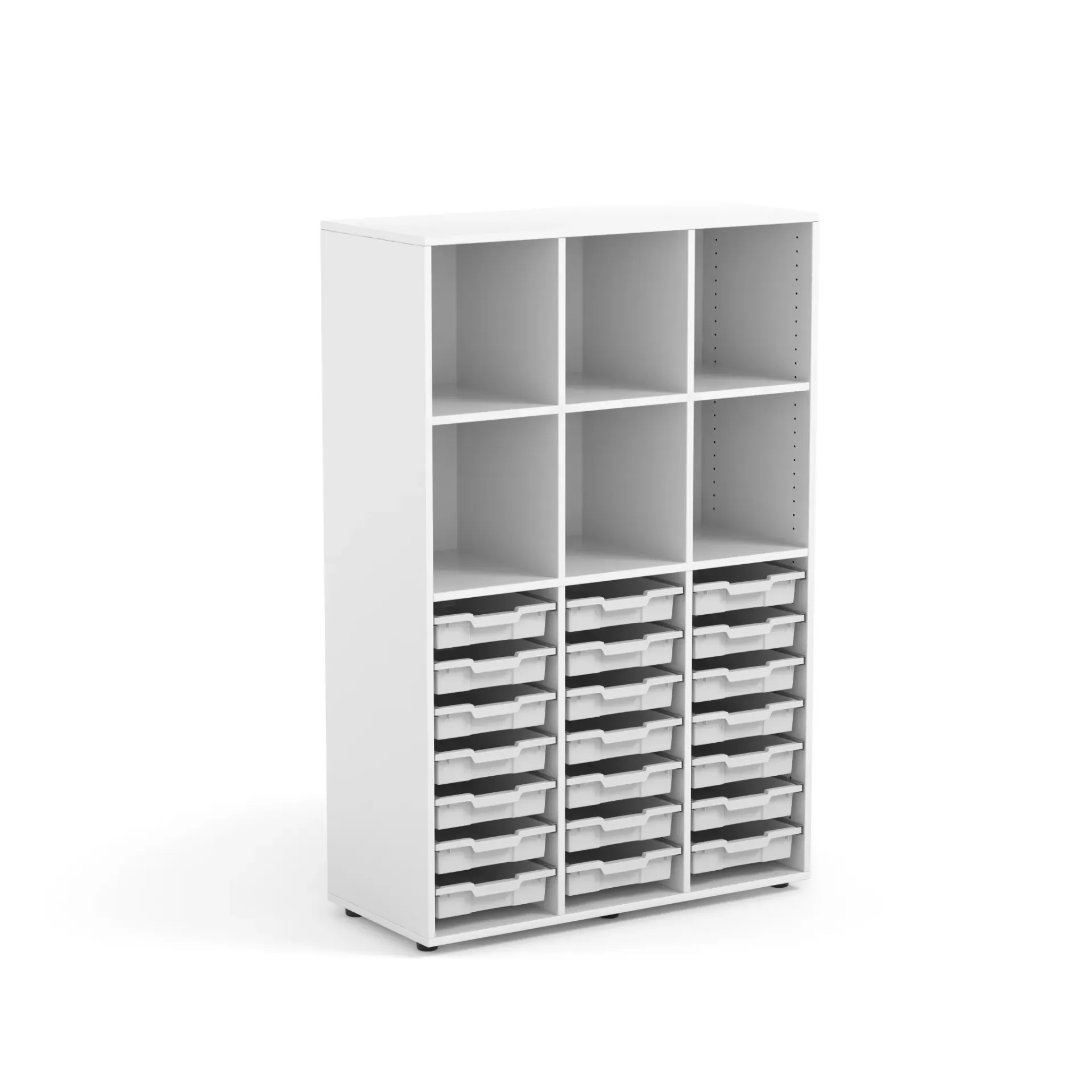 Alice - open houten kast met 2 middenwanden -  kunststoflades en open vakken