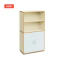 Flora - houten kast zonder middenwand - met 2 open delen en 2 draaideuren (nieuwe versie 2026)