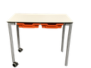 Leerlingentafel -ST-RIT - 90x50 cm - blad in volkern - onderstel alu - 2 lades a4